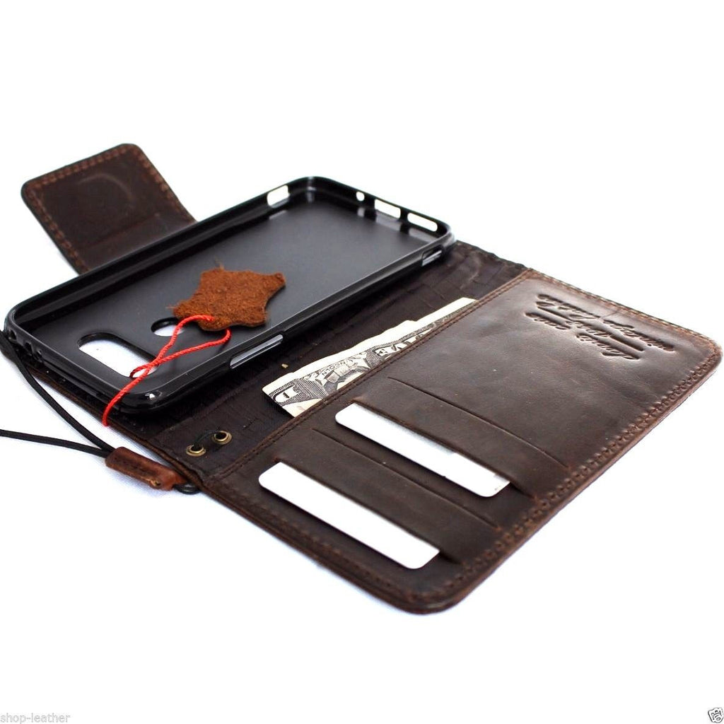 Handmade vintage leather LG G5 phone case with slim, luxury pro wallet design and card slots, crafted by DavisCase.