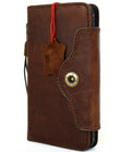 Genuine dark soft leather iPhone 12 Pro Max case with vintage book wallet style, credit card slots, slim soft cover by DAVISCASE