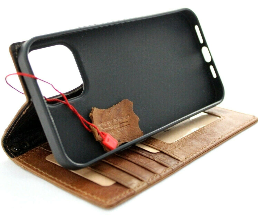 Handmade DAVISCASE leather phone case for iPhone and Galaxy models, vintage style with embossed mini eagle design and wallet features.