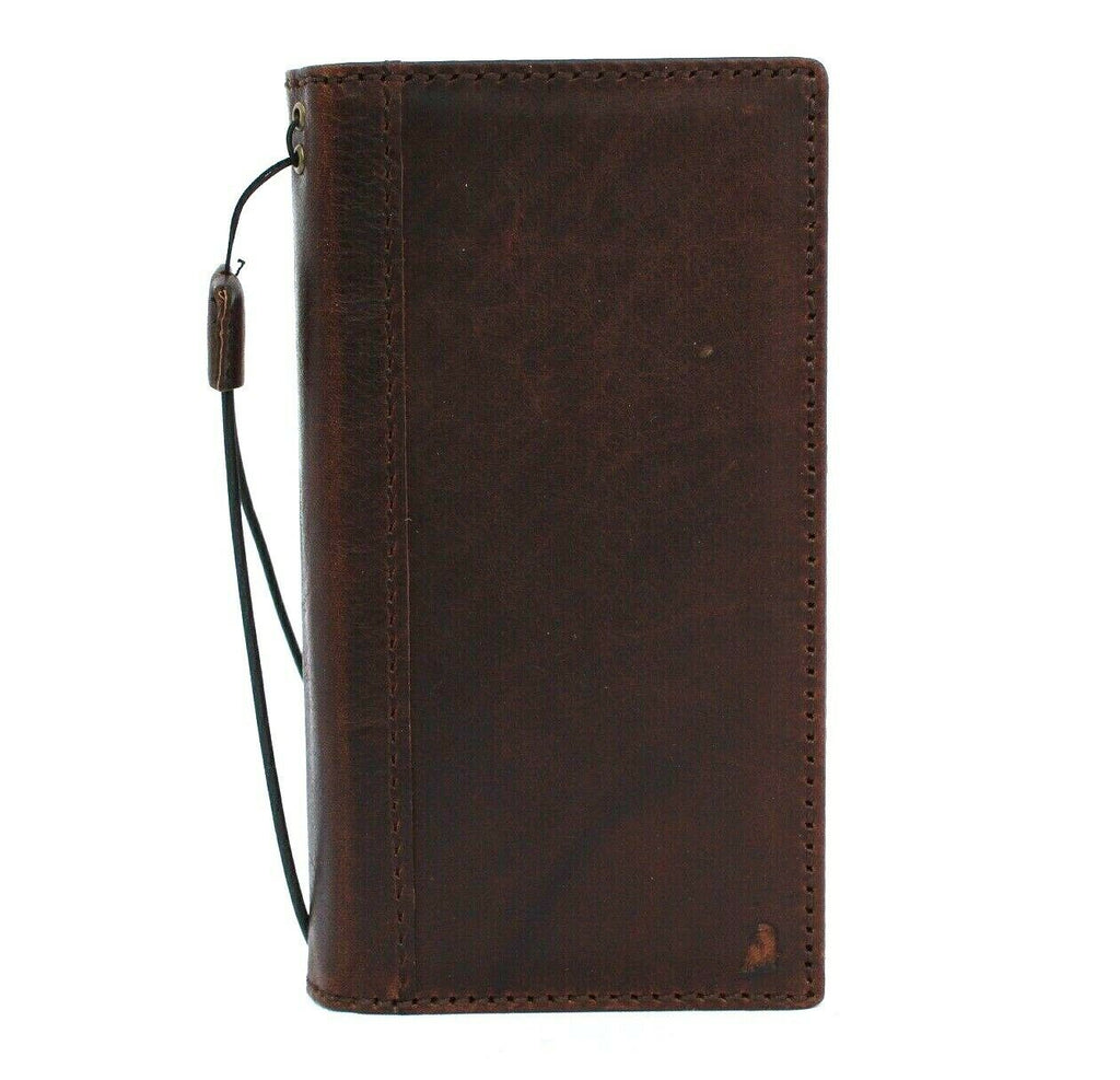 Genuine leather Samsung Galaxy S21 case by DAVISCASE with wallet design, card slots, wireless charging holder, and rubber ID holder.
