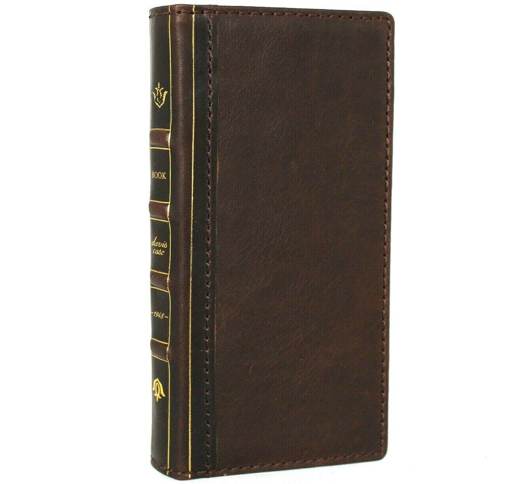 DavisCase genuine leather wallet case for Samsung Galaxy S21 Ultra 5G featuring ID window, card slots, Bible design, and rubber stand.