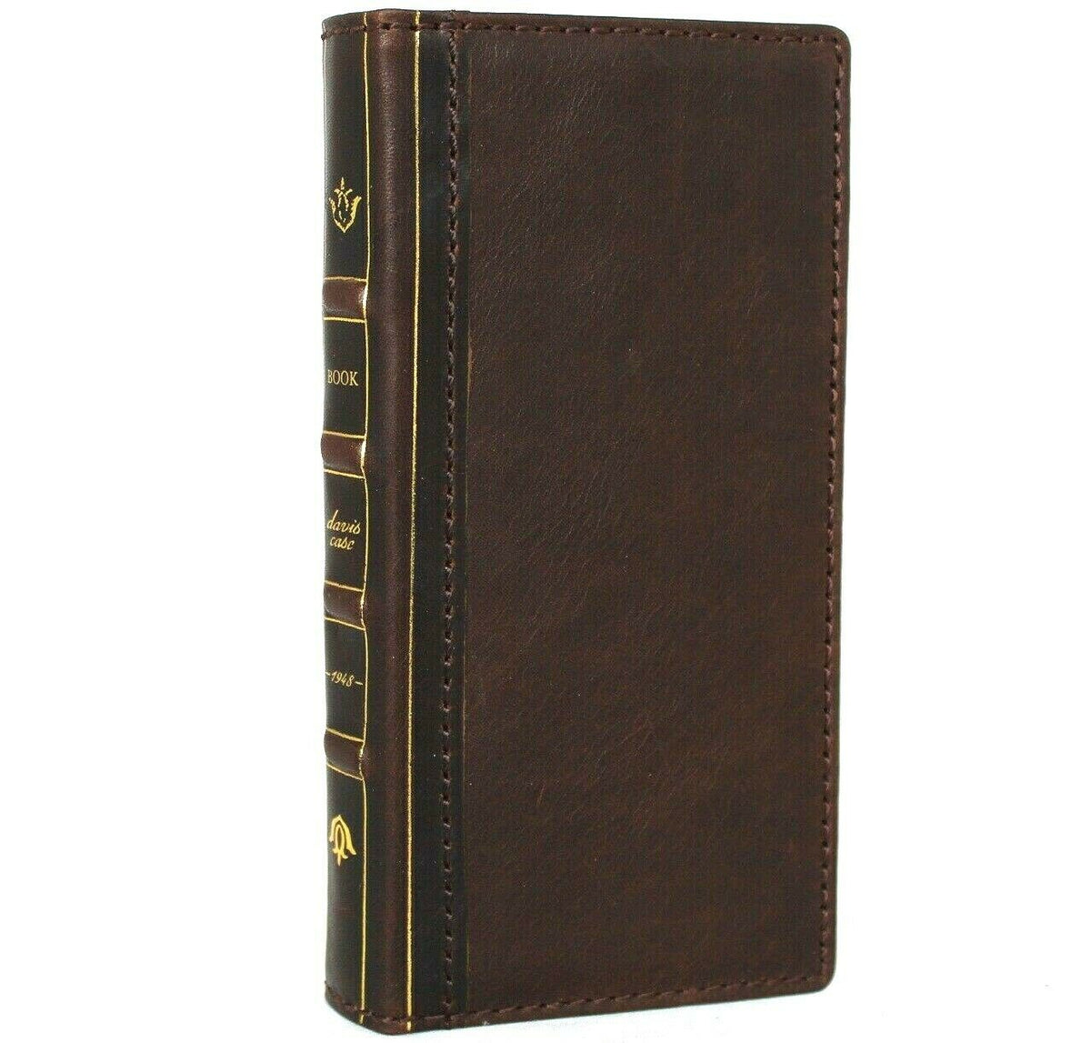 DavisCase genuine leather wallet case for Samsung Galaxy S21 Ultra 5G featuring ID window, card slots, Bible design, and rubber stand.