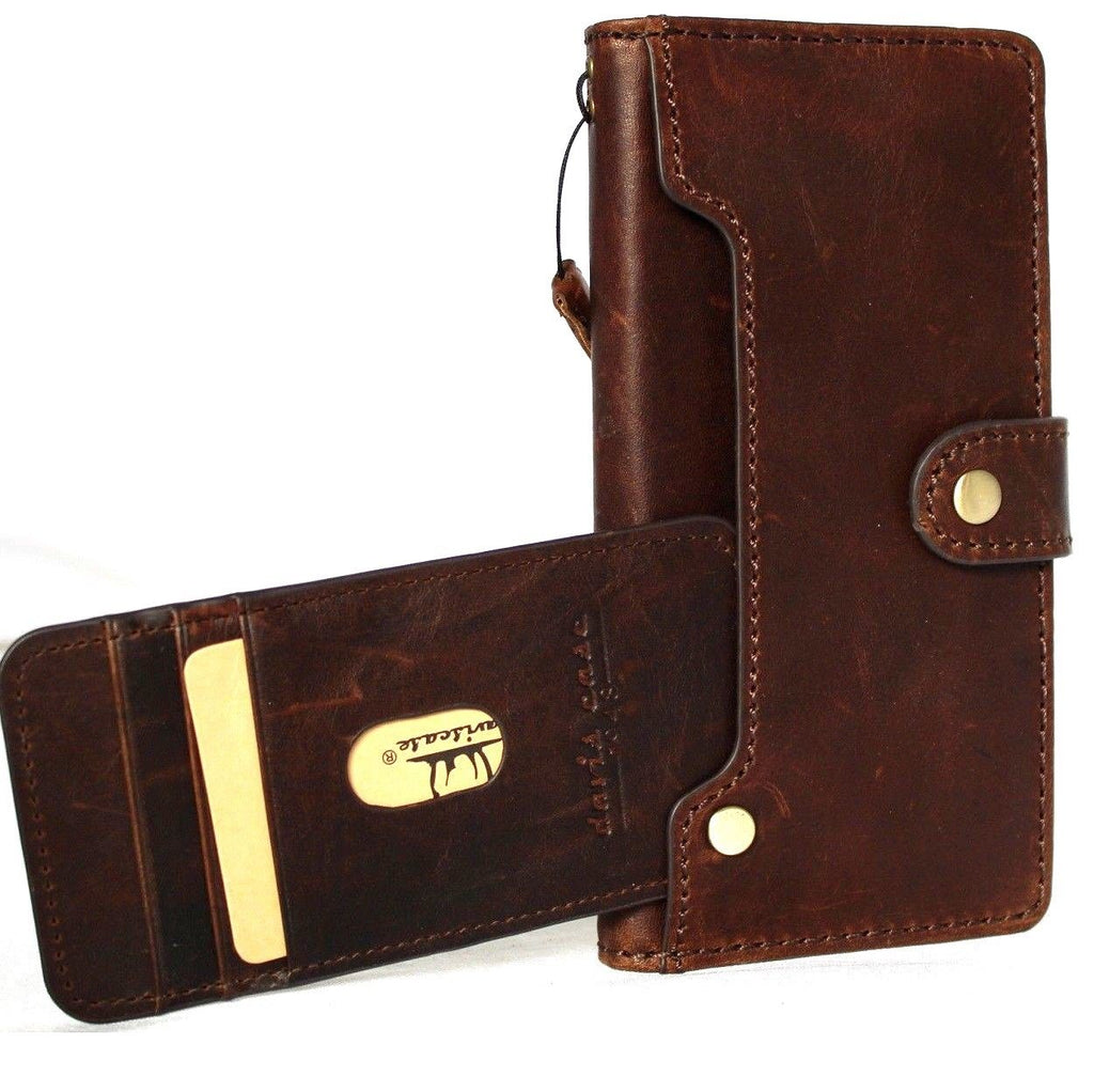 Genuine vintage leather Samsung Galaxy Note 9 wallet case by DavisCase with card slots, book style closure, and wireless charging support