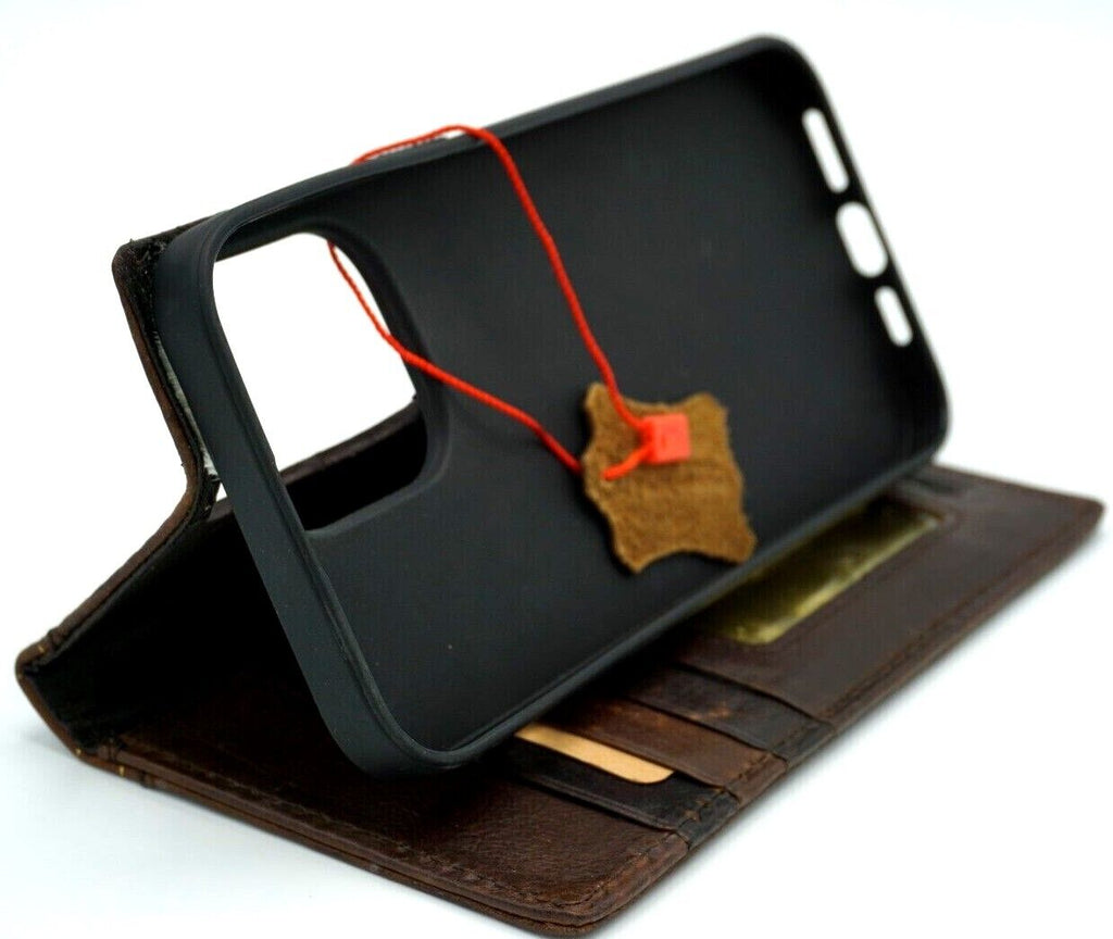 YHZXT Étui portefeuille en cuir de vache véritable pour iPhone 16 - Avec porte-cartes et béquille - Coque magnétique pour iPhone 16 - Orange YHZXT Étui portefeuille en cuir de vache véritable pour iPhone 16 - Avec porte-cartes et béquille - Coque magnétique pour iPhone 16 - Orange