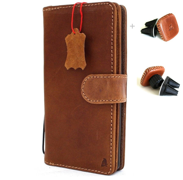 Schutzhülle aus echtem, weichem Leder für das Galaxy Note 9, mit Buch-Brieftasche, weichem Vintage-Design, abnehmbaren Kartenfächern, schmaler Magnethalterung + magnetischer Autohalterung von DavisCase