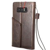 Echte Vintage-Lederhülle für Samsung Galaxy Note 8, Buch-Brieftasche, Magnetverschluss, Kartenfächer, dunkler Halter, Daviscase