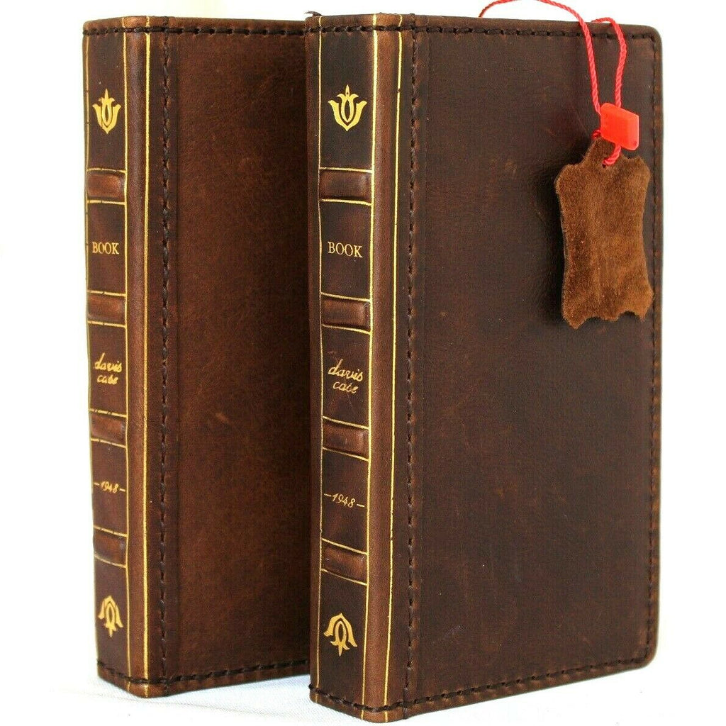 Handmade vintage leather iPhone 12 Mini wallet case with ID window and credit card slots, by DAVISCASE.