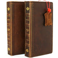 Handmade vintage leather iPhone 12 Mini wallet case with ID window and credit card slots, by DAVISCASE.