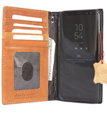 Genuine handmade leather Case for Samsung Galaxy S8 PLUS book wallet cover slim vintage light brown slim jafo 48