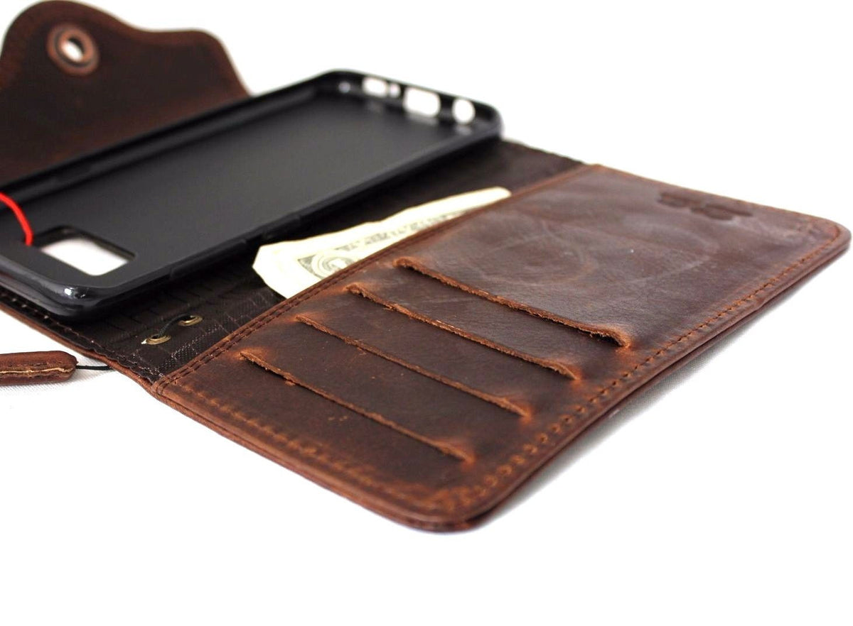 Genuine vintage leather Samsung Galaxy S8 Plus hard case featuring a book wallet design with Tictac bracket and handmade craftsmanship.