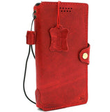 Étui en cuir véritable rouge pour Samsung Galaxy Note 9 Livre fait à la main Fermeture portefeuille Style vintage Slim Cover Emplacements pour cartes Chargement sans fil DavisCase