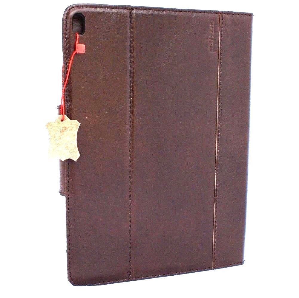 Brown genuine vintage leather iPad Pro 10.5 case by DAVISCASE with card slots, flip cover, and slim design for 2017 model.