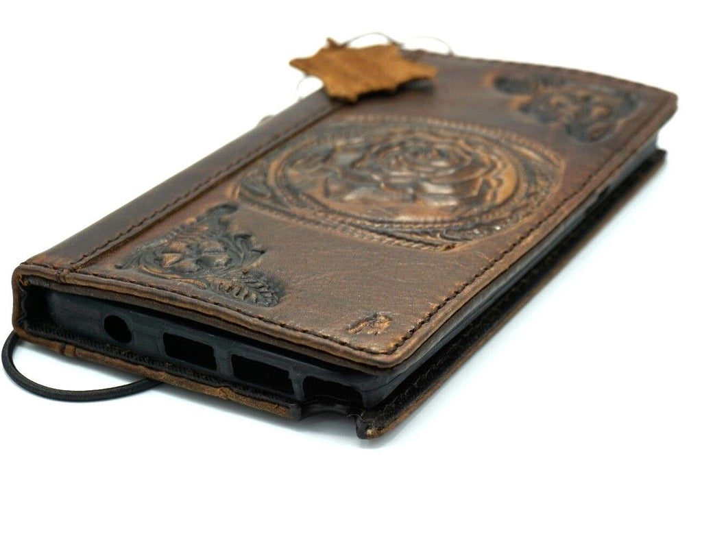 DavisCase genuine leather wallet case for Google Pixel 7 Pro with fold design, soft interior, and wireless charging compatibility.