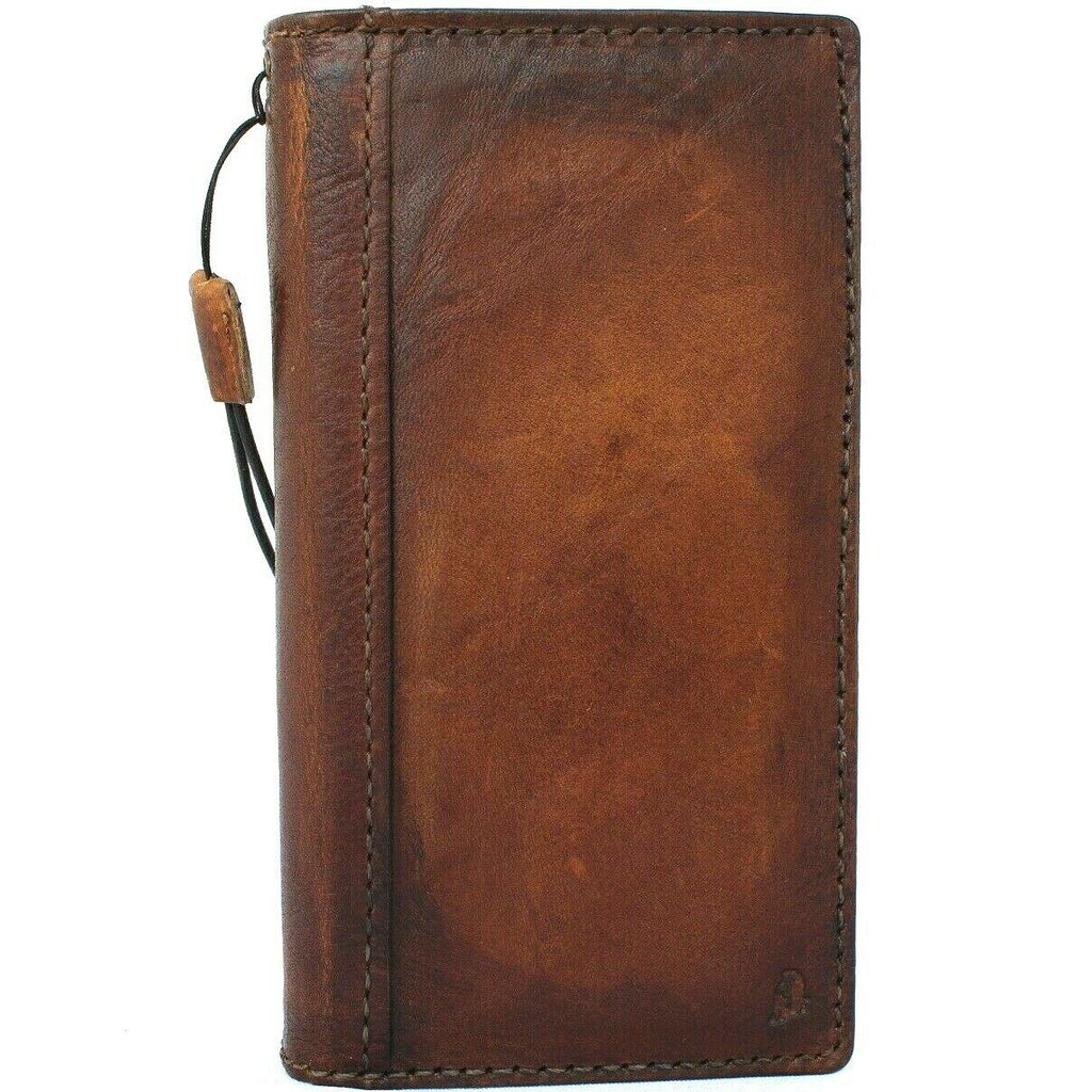 Handmade genuine leather phone case for iPhone 14-17 Pro Max and Galaxy S26 Ultra, vintage full grain leather with wallet design.