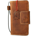Genuine tan leather iPhone 12 PRO wallet case by DAVISCASE with ID window, credit card slots, vintage style, soft slim cover.