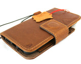 Genuine Full Tanned Leather Case for iPhone 8 Detachable Removable cover book wallet cards id window rubber holder strap Wireless Charging