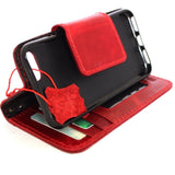 Véritable cuir véritable iPhone 7 magnétique vin rouge housse portefeuille porte-crédit livre de luxe Rfid Pay eu