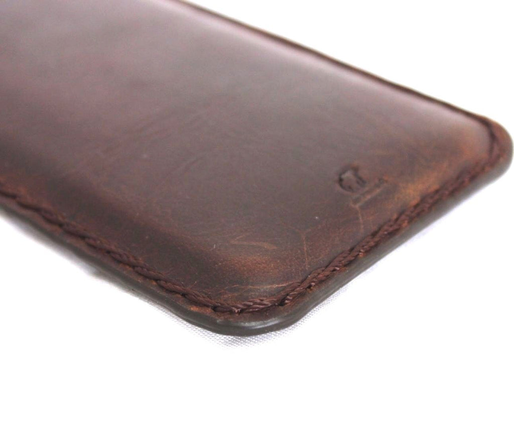 Genuine full leather wallet case for iPhone 8 with card slots, slim design, perfect for business and wireless charging.
