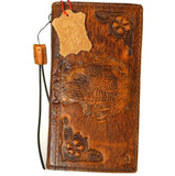 Genuine Leather Case For Apple iPhone 11 12 13 14 15 Pro Max 7 8 plus Eagle crafts SE XS Wallet  Book Vintage Tan Stamping  Style Credit Card Slots Diy Cover Wireless Full Grain Davis luxury Mini Art Diy