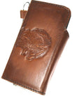 Handmade genuine leather phone case for iPhone 11 to 16 Pro Max, with vintage credit card slots, magnetic closure, DAVISCASE.