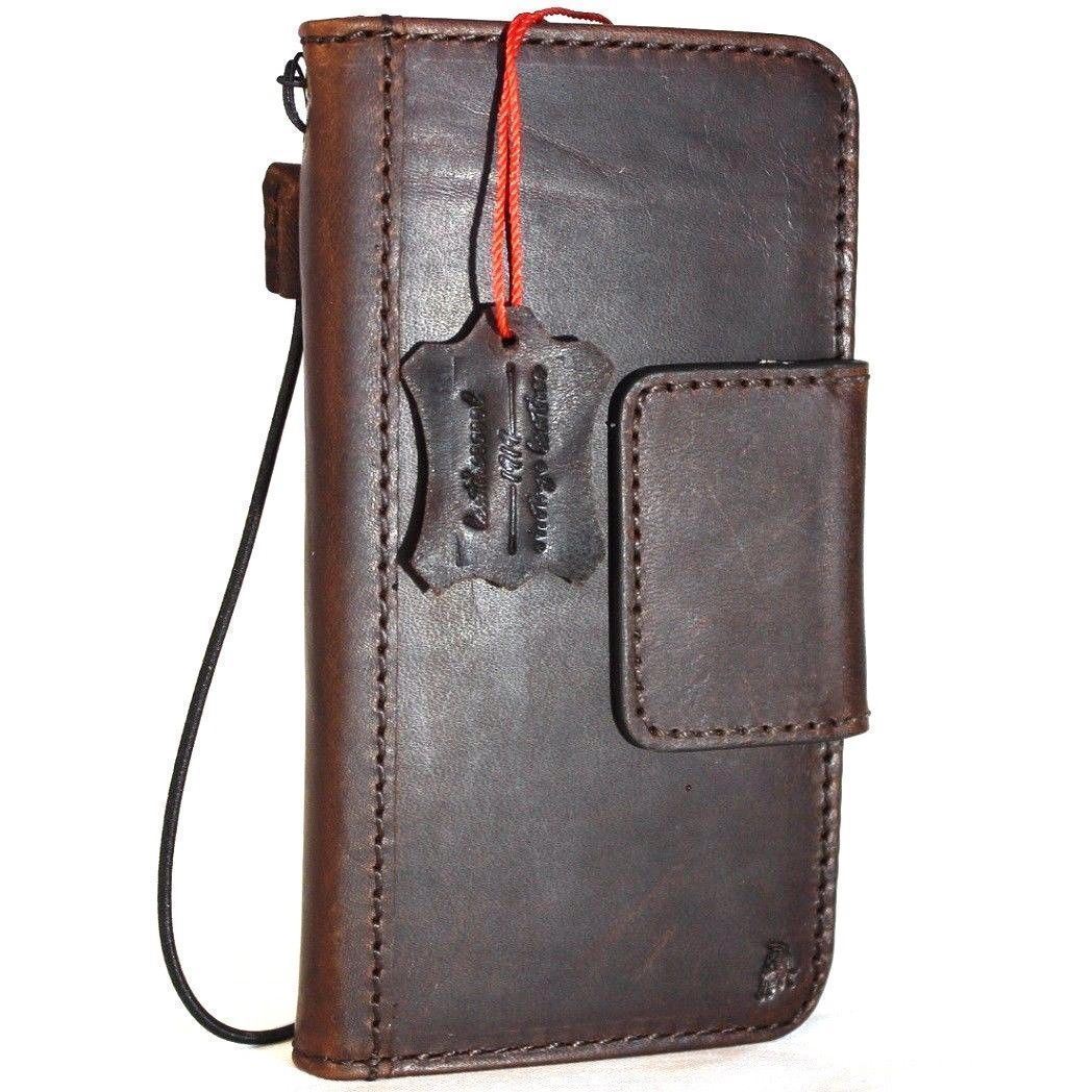 Genuine Italian oiled leather flip case for Samsung Galaxy S8 Active, handmade leather wallet cover with sport design.