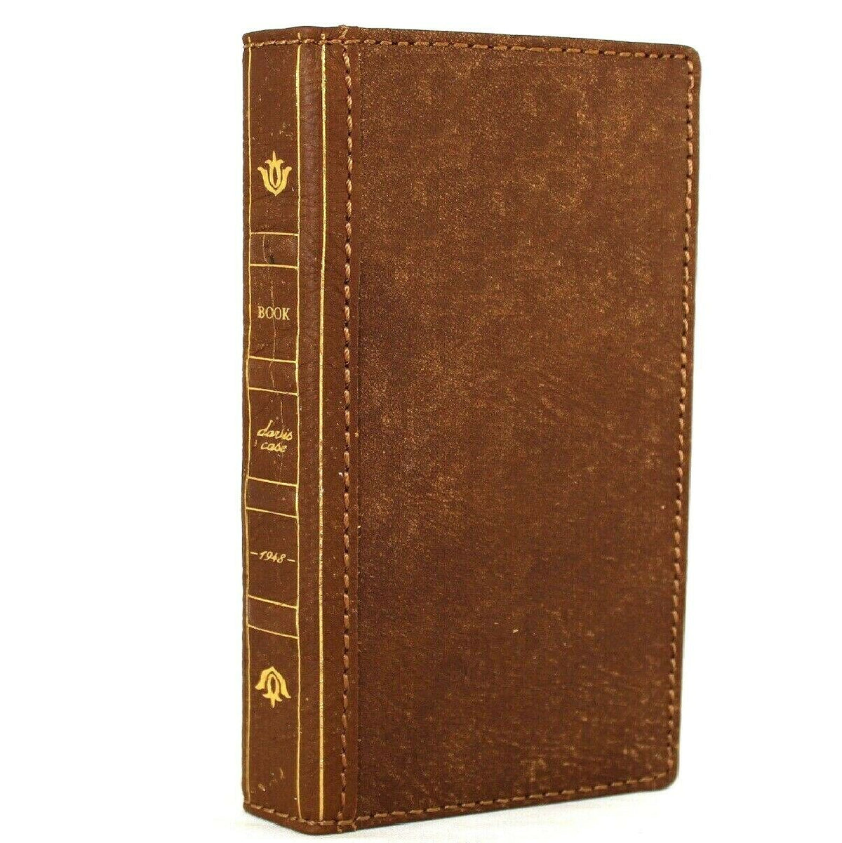Genuine leather Bible Tan wallet case for Samsung Galaxy S20 Plus by DAVISCASE with card slots and wireless charging holder.