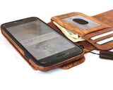 Echtleder-Hülle für iPhone 8, Portemonnaie, Buchcover, magnetisch, abnehmbar, handgefertigt, Vintage-braunes Daviscase 