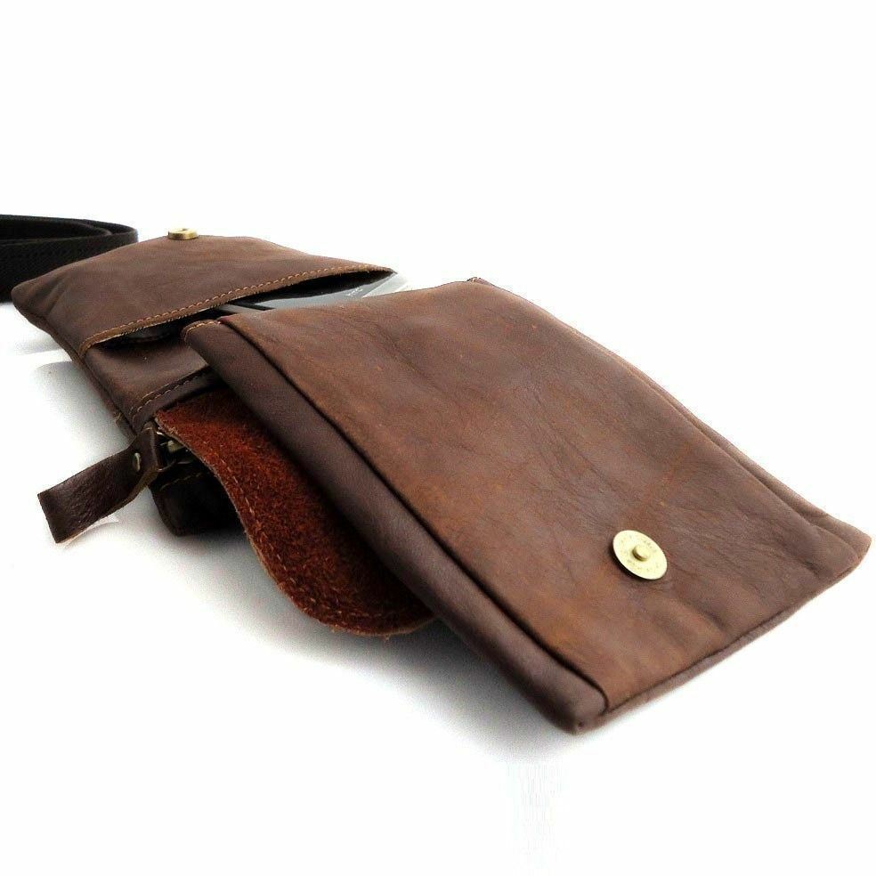 Genuine leather shoulder bag with zipper pocket and tablet pouch, suitable for men and women, by DAVISCASE.