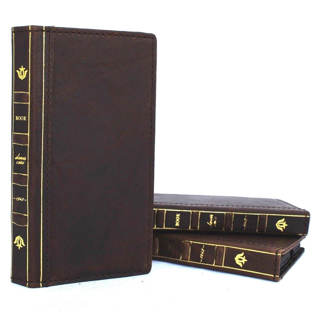 DavisCase genuine leather wallet phone case for iPhone XS Max, handmade soft cover with card slots and retro book style design