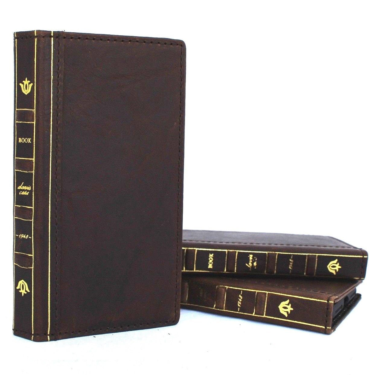 DavisCase genuine leather wallet phone case for iPhone XS Max, handmade soft cover with card slots and retro book style design