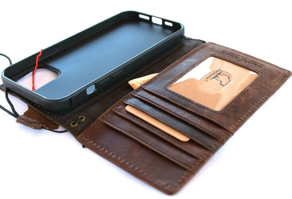 Handmade leather phone case by DAVISCASE for Galaxy S22, S21, S20, Note 20, A51, A71 with vintage wallet design and full grain leather.