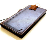 Echtleder-Hülle für LG V50, Buch-Brieftaschenhülle, schmal, braun, Kartenfächer, luxuriöses Premium-handgemachtes Band, Ruuber-ID 