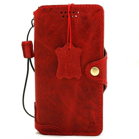Étui en cuir véritable rouge souple pour Apple iPhone 12, portefeuille de livre, Design Vintage, fentes pour cartes de crédit, couverture mince pleine fleur DavisCase