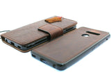 Véritable étui en cuir vintage pour LG G8 livre portefeuille détachable magnétique Couverture amovible mince fentes pour cartes marron fait à la main daviscase 8