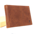 Men's genuine full leather wallet by DAVISCASE with personalized initials, slim design, handmade credit card holder, custom gift.