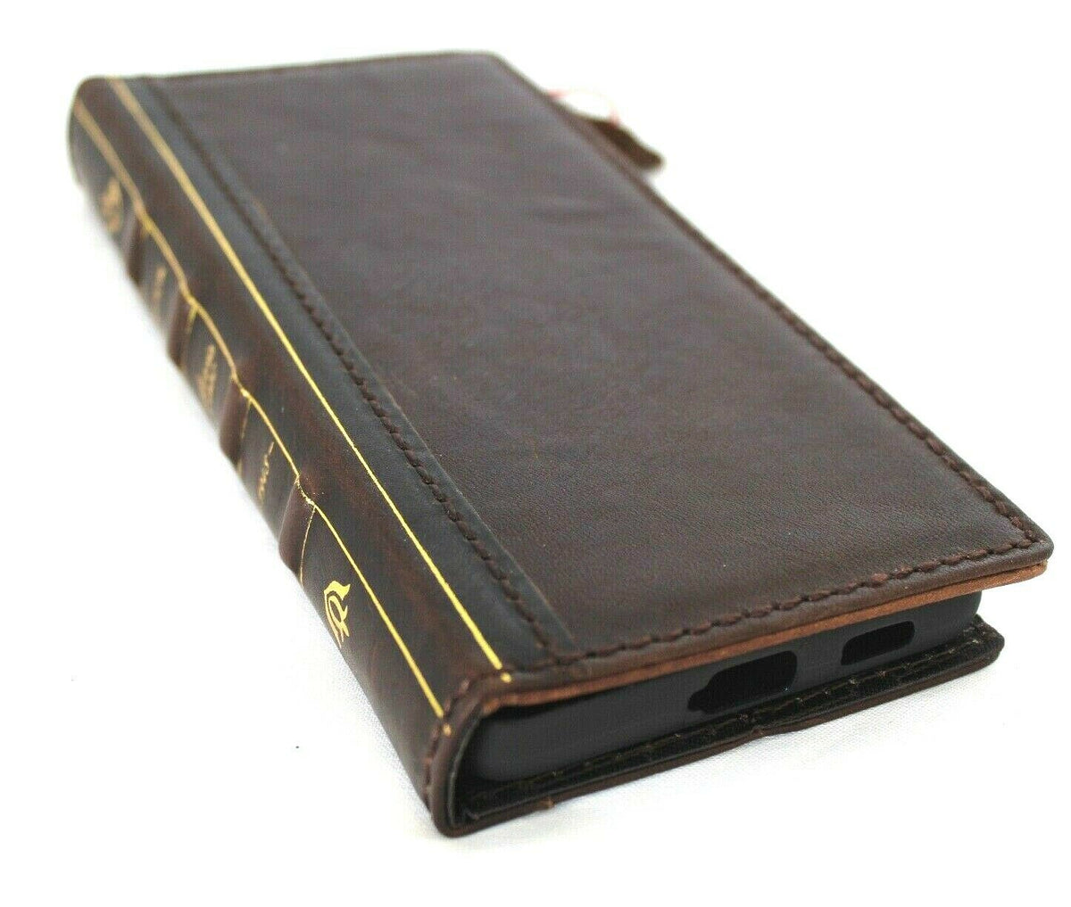 Genuine leather Samsung Galaxy S21 Ultra 5G wallet case with ID window, card slots, Bible design, rubber stand by DAVISCASE