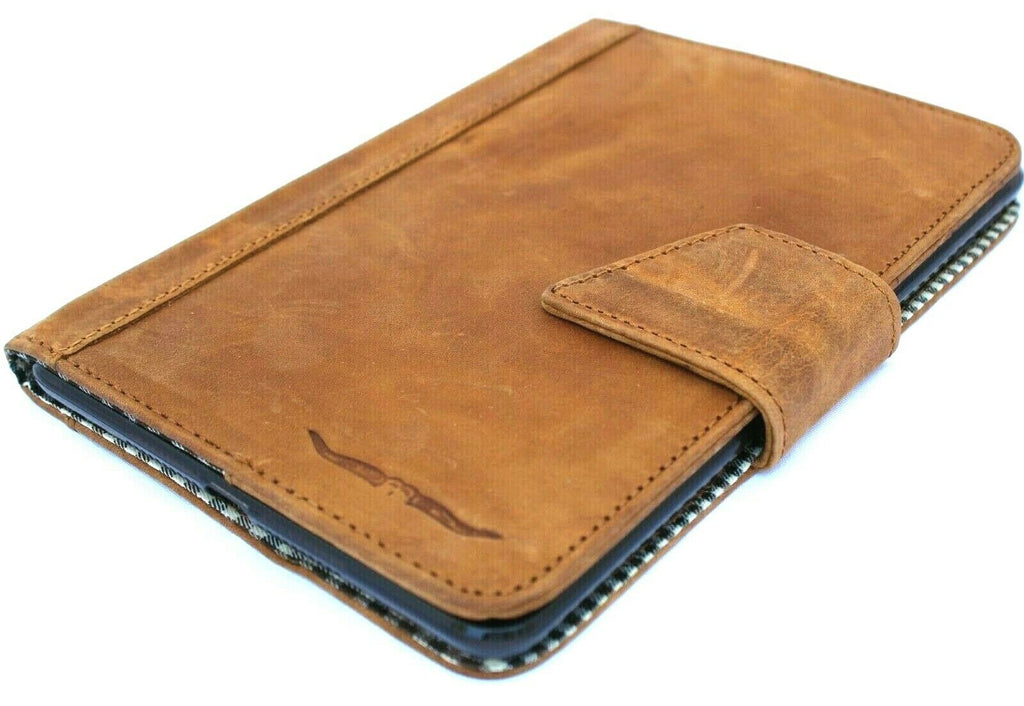 Vintage-style DAVISCASE genuine leather cover for Apple iPad mini 6 with card slots, handmade, luxurious, and durable design.