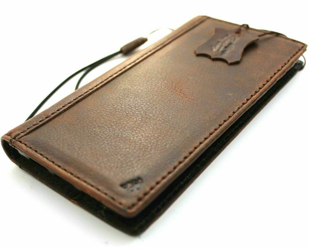 Handmade genuine leather phone case for Galaxy S22, S21, Note 20, A52, A71, and more, with wallet and book-style design by DAVISCASE.