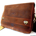 Genuine soft leather vintage brown crossbody bag for men by DAVISCASE, featuring classic style and adjustable strap.