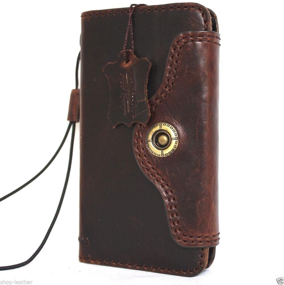 Handmade genuine Italian leather iPhone 6/6s wallet case with credit card holder and secure cover, crafted for stylish protection.