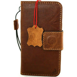 Genuine Full Tanned Leather Case for iPhone 8 Detachable Removable cover book wallet cards id window rubber holder strap Wireless Charging