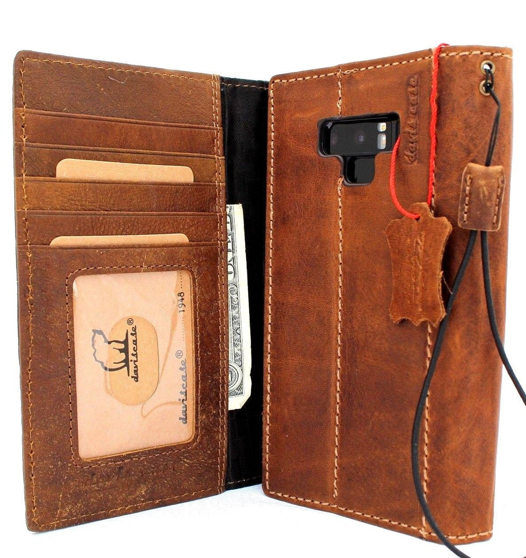 Genuine vintage leather Samsung Galaxy Note 9 wallet case with card slots, ID cover, stand feature, handmade by vendor-unknown