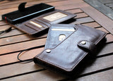 Echte Vintage-Lederhülle für Samsung Galaxy Note 9, handgefertigt, mit Brieftaschenverschluss, luxuriöse Abdeckung, Kartenfächer, kabelloses Laden, DavisCase