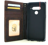 Étui en cuir véritable pour LG V50, portefeuille, couverture mince, marron, fentes pour cartes, premium fait à la main, jafo 48 