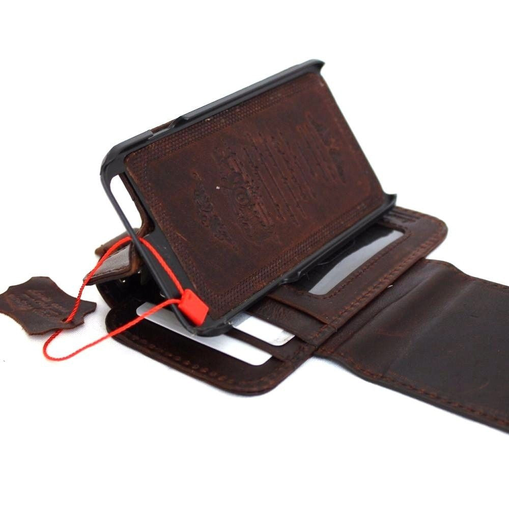 Handmade genuine Italian leather iPhone 6/6s wallet case with credit holder and removable cover, designed for secure protection.