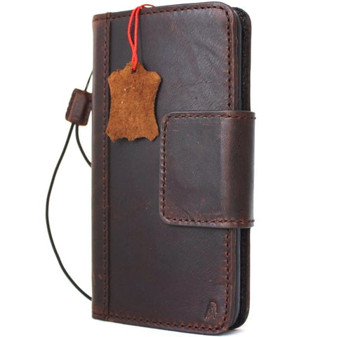 genuine vintage full leather Case for Samsung Galaxy S8 Plus book wallet magnet closure cover cards slots brown strap daviscase