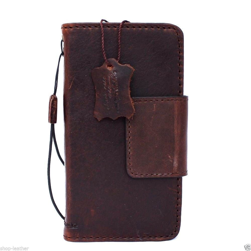 Handmade genuine brown leather wallet case for Huawei Nexus 6P with magnet closure, vintage retro style, luxury art design.