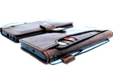 Echte Vintage-Lederhülle für Samsung Galaxy Note 10 Plus, Buch-Brieftasche, weiche Halterung, Schlitze, Gummi-Standfenster, kabelloses Ladegerät 