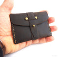 Genuine full leather men's wallet with multiple card slots and a coin pocket, compact wallet for cash and credit cards.