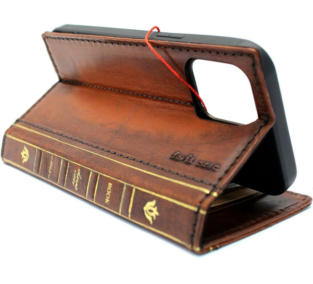 DavisCase handmade leather phone case for iPhone 11-15 Pro Max, Galaxy S21 Ultra, Galaxy Note 20, with vintage wallet style and full grain leather